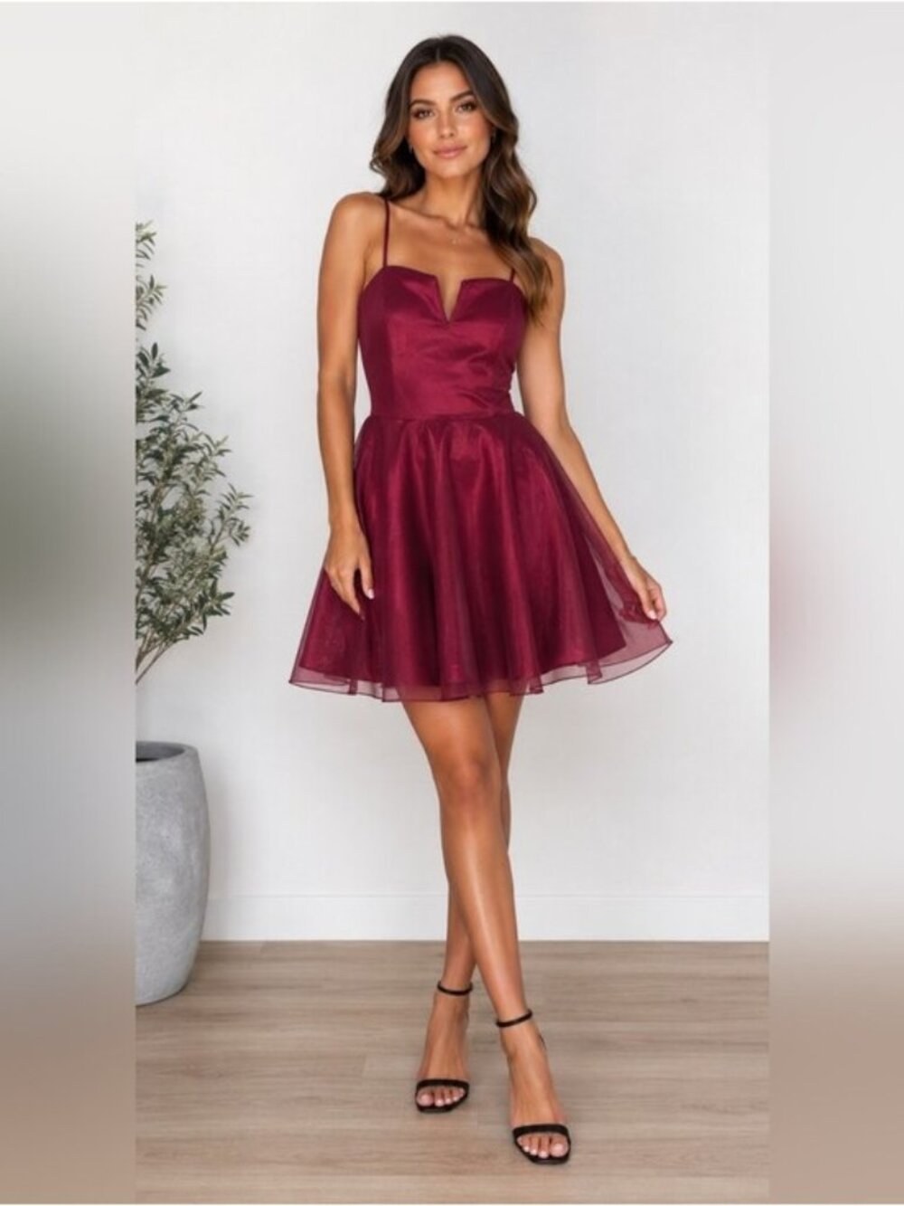 Forever Fit & Flare Mini Dress With Spaghetti Straps & Layered Skirt - Size L